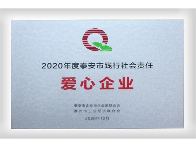 2020年泰安市踐行社會責(zé)任“愛心企業(yè)”